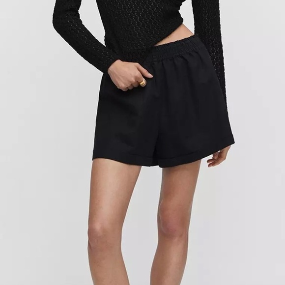 Mango Elastic Waist Linen blend Shorts size M - Picture 1 of 7